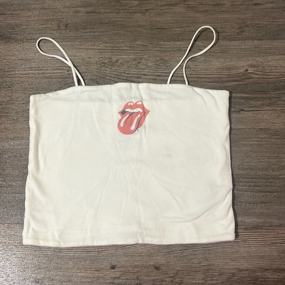 Hollister Rolling Stones white crop
